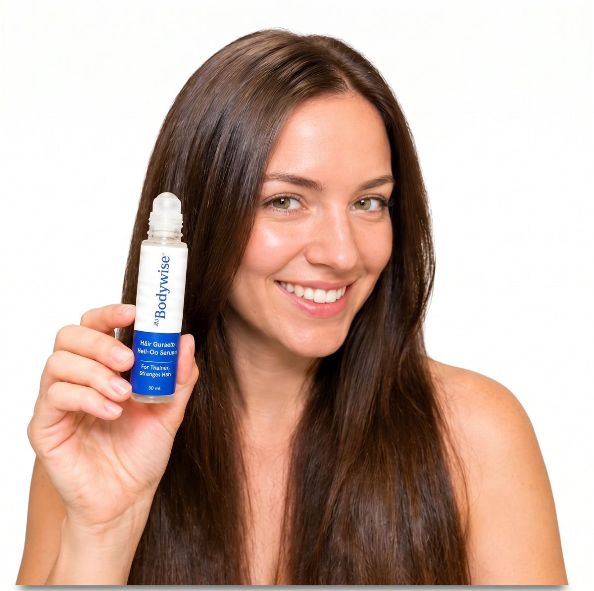 Customer holding hair growth serum
